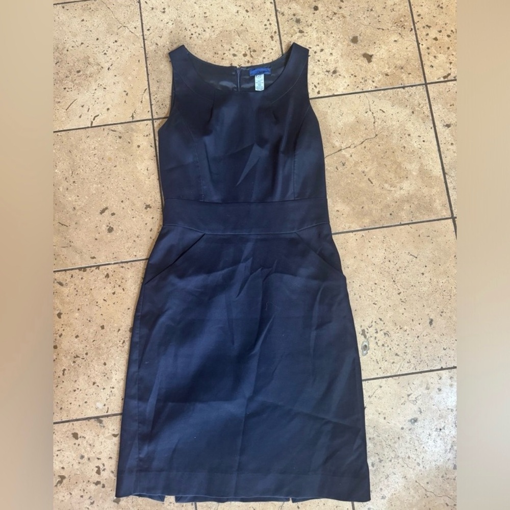 🙂 J Crew Black Wool Pencil Work Party Dress.